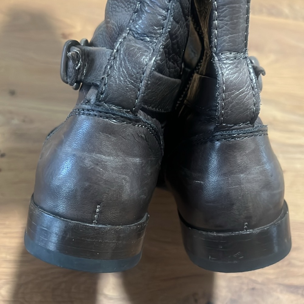 Frye Phillip Brown Leather Tall Western Riding Boots 3476847 Block Heel Size 6B - Picture 6 of 14